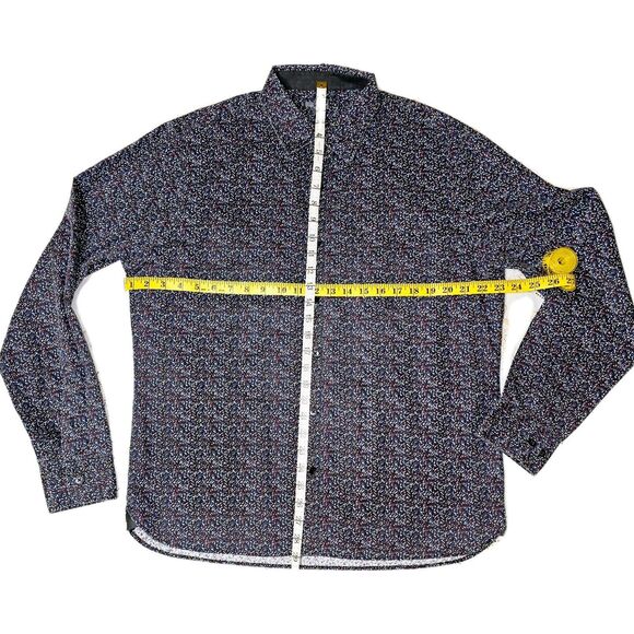 Van Heusen Men's Button Down Large, Blue White Red Speckles Long Sleeve Slim Fit - Picture 3 of 5